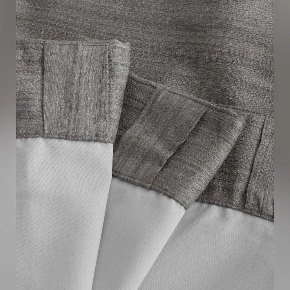 NWOT Quince Raw Silk Room Darkening Curtain in Grey 84”L x 48”W